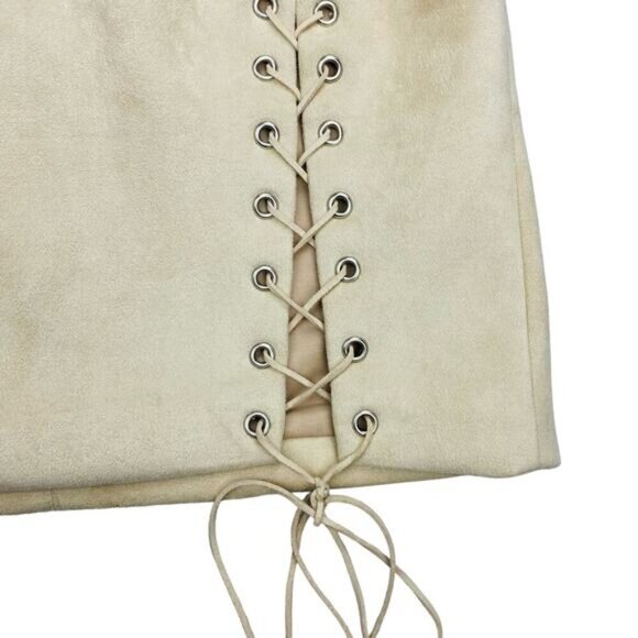MANIERE DE VOIR Suede Lace-Up Mini Skirt Sz 2 - Picture 6 of 8
